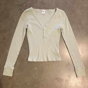 Aritzia Tna Thermal Henley - Size S in Sage Green